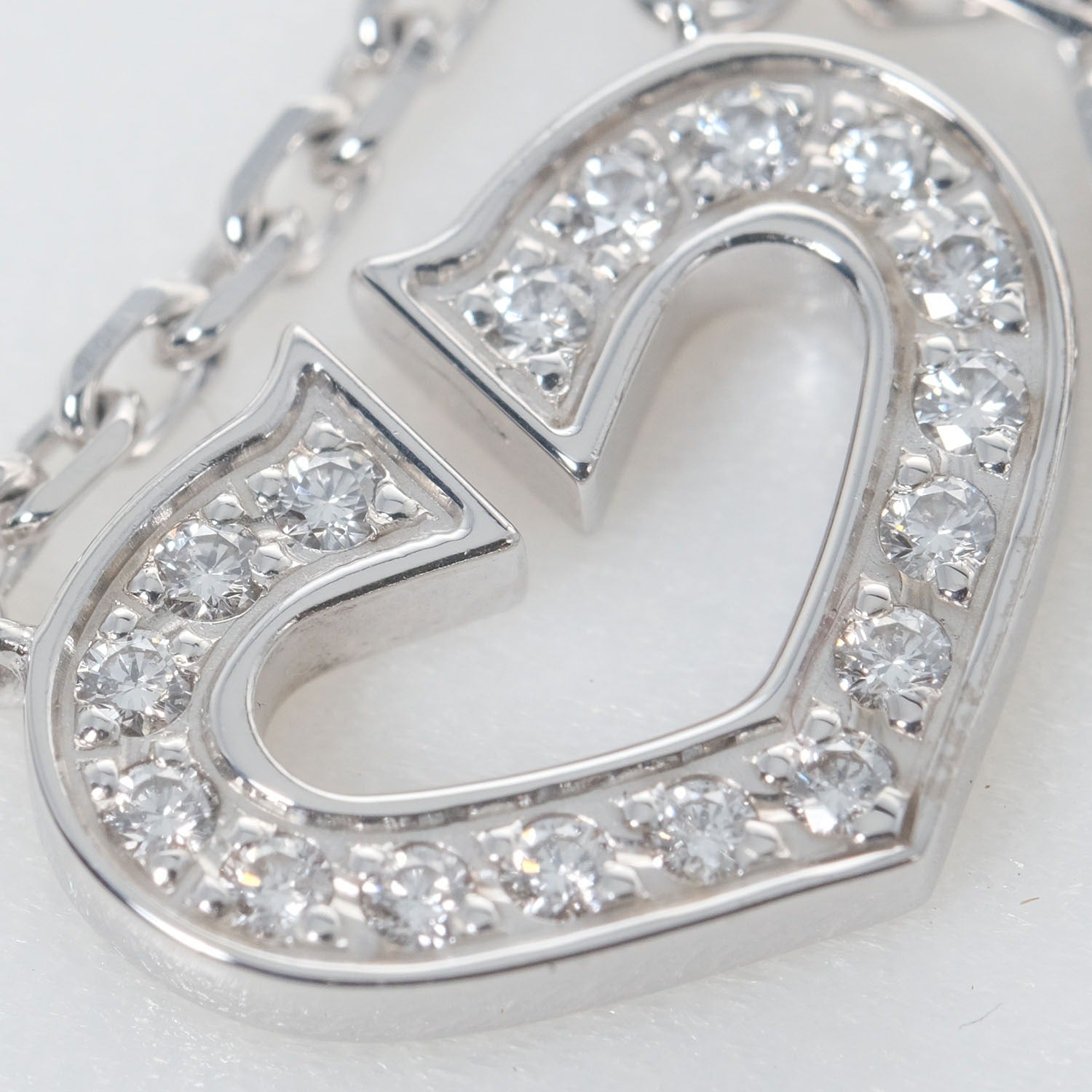 Cartier C Heart Necklace K18 White Gold Diamond