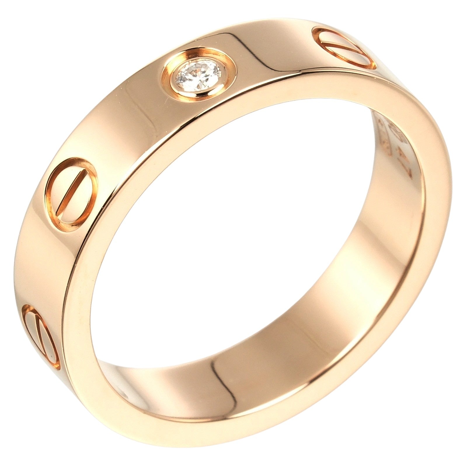 Cartier Mini Love Wedding Ring K18 Pink Gold 1P Diamond