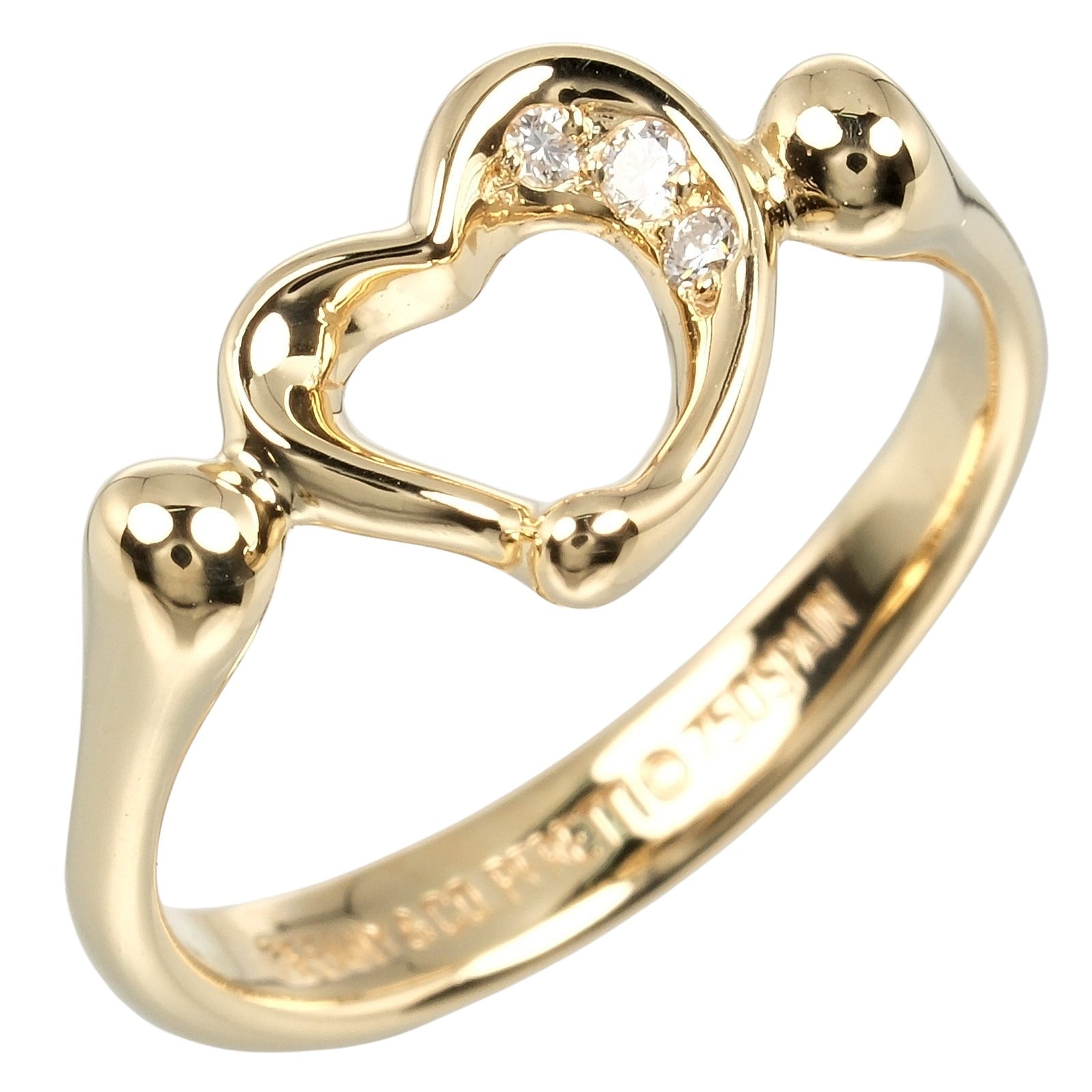 Tiffany & Co Open Heart Ring K18YG 3P Diamond