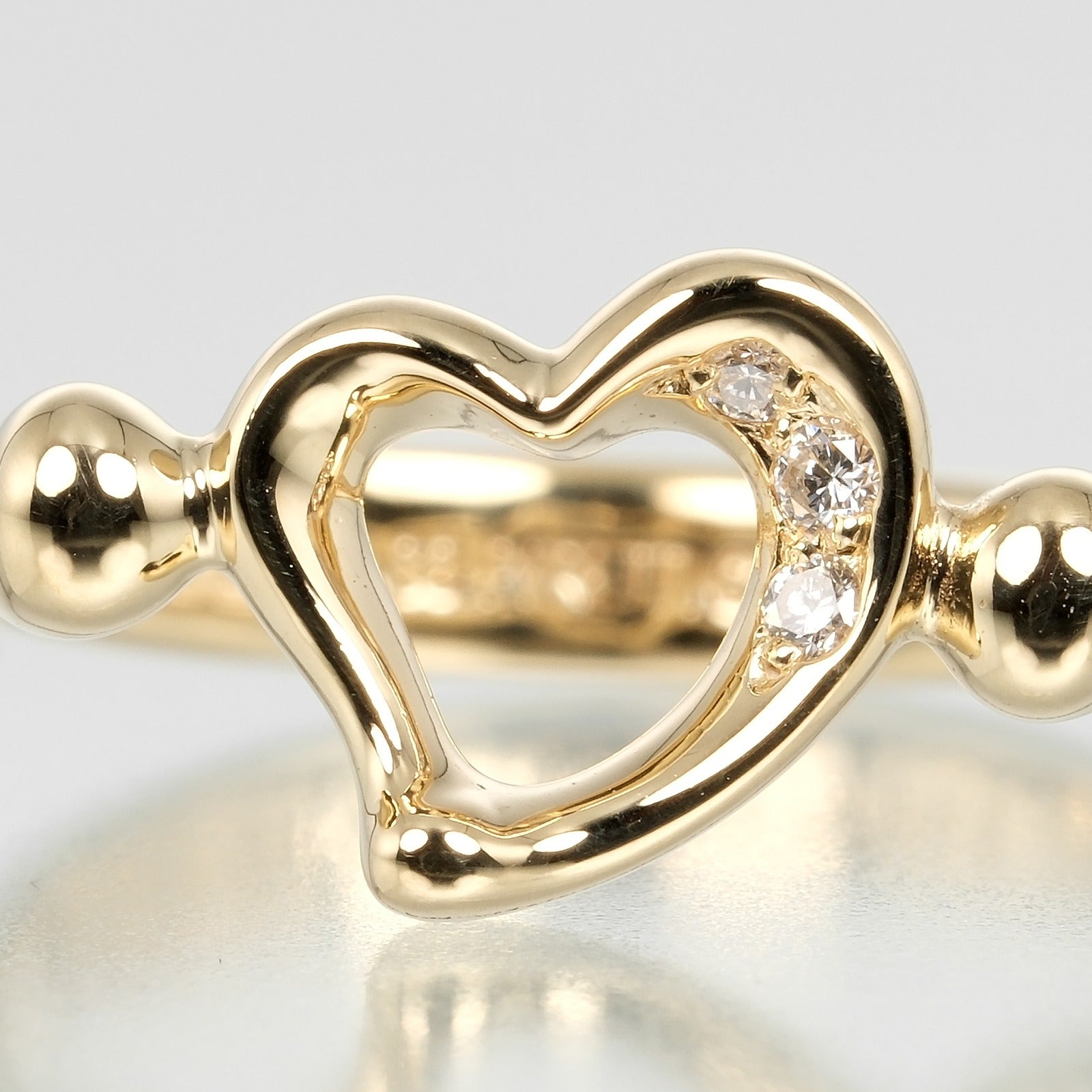 Tiffany & Co Open Heart Ring K18YG 3P Diamond