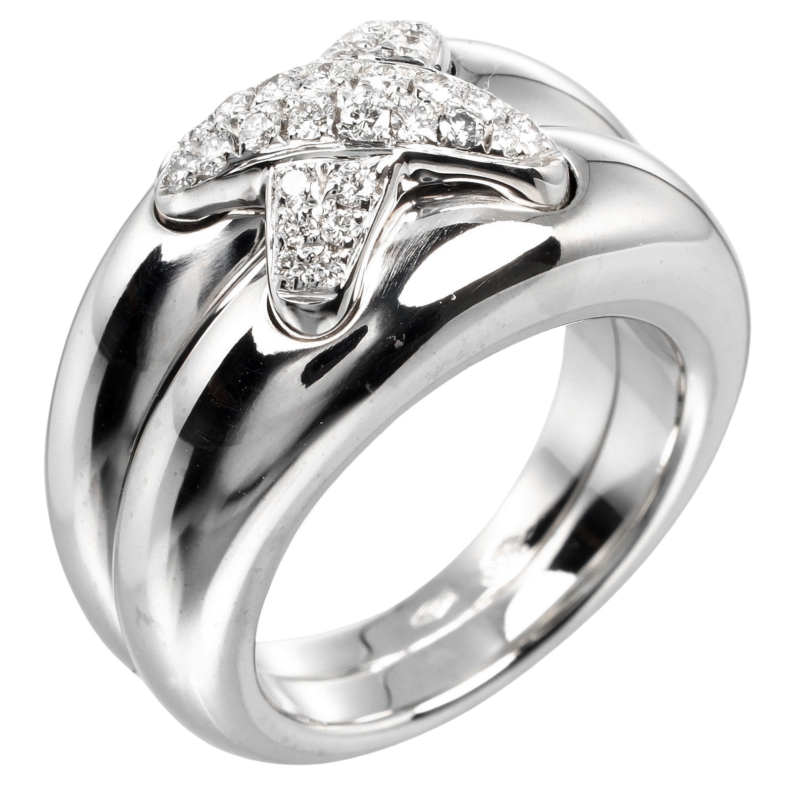 Chaumet K18 White Gold Diamond Ring 11.5