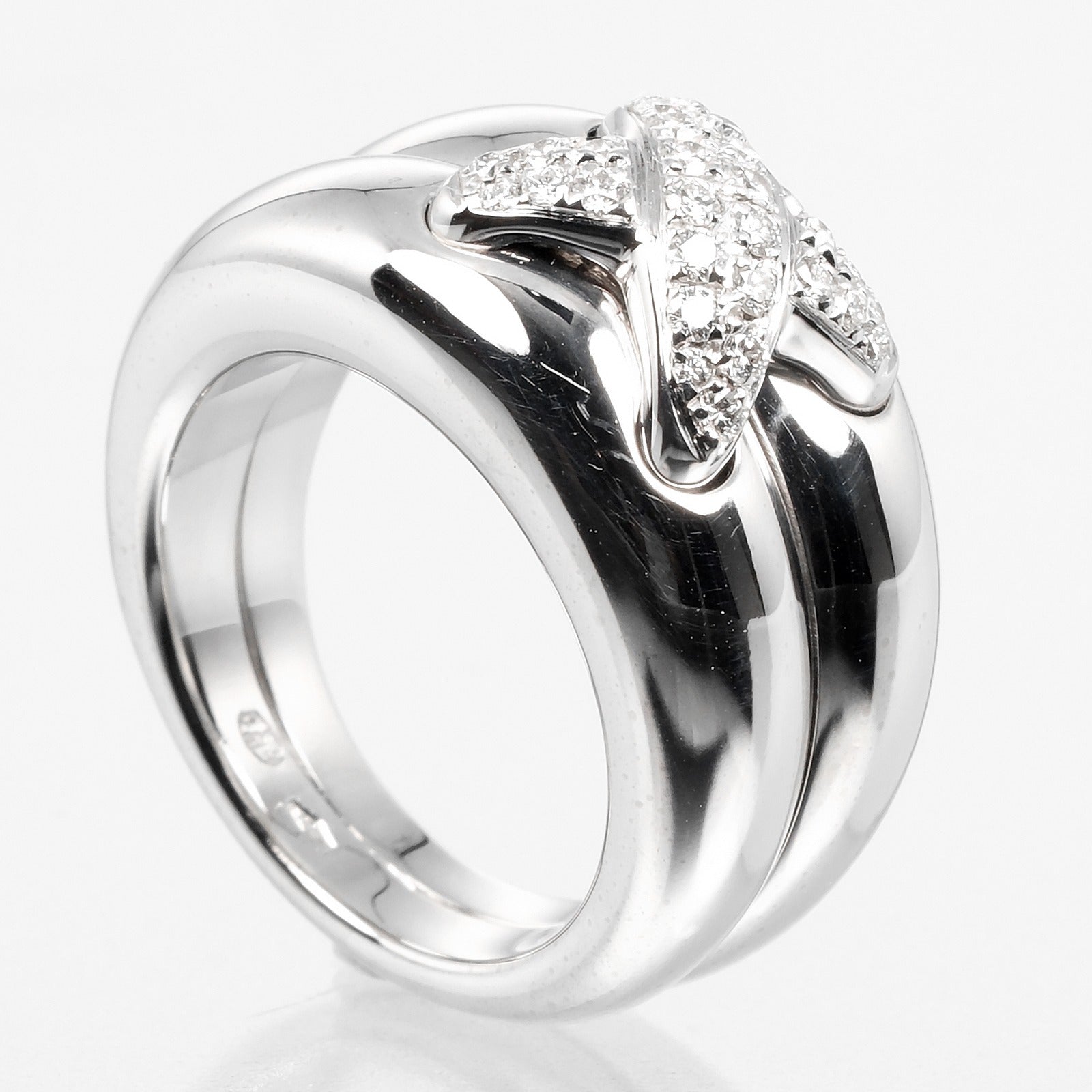 Chaumet K18 White Gold Diamond Ring 11.5