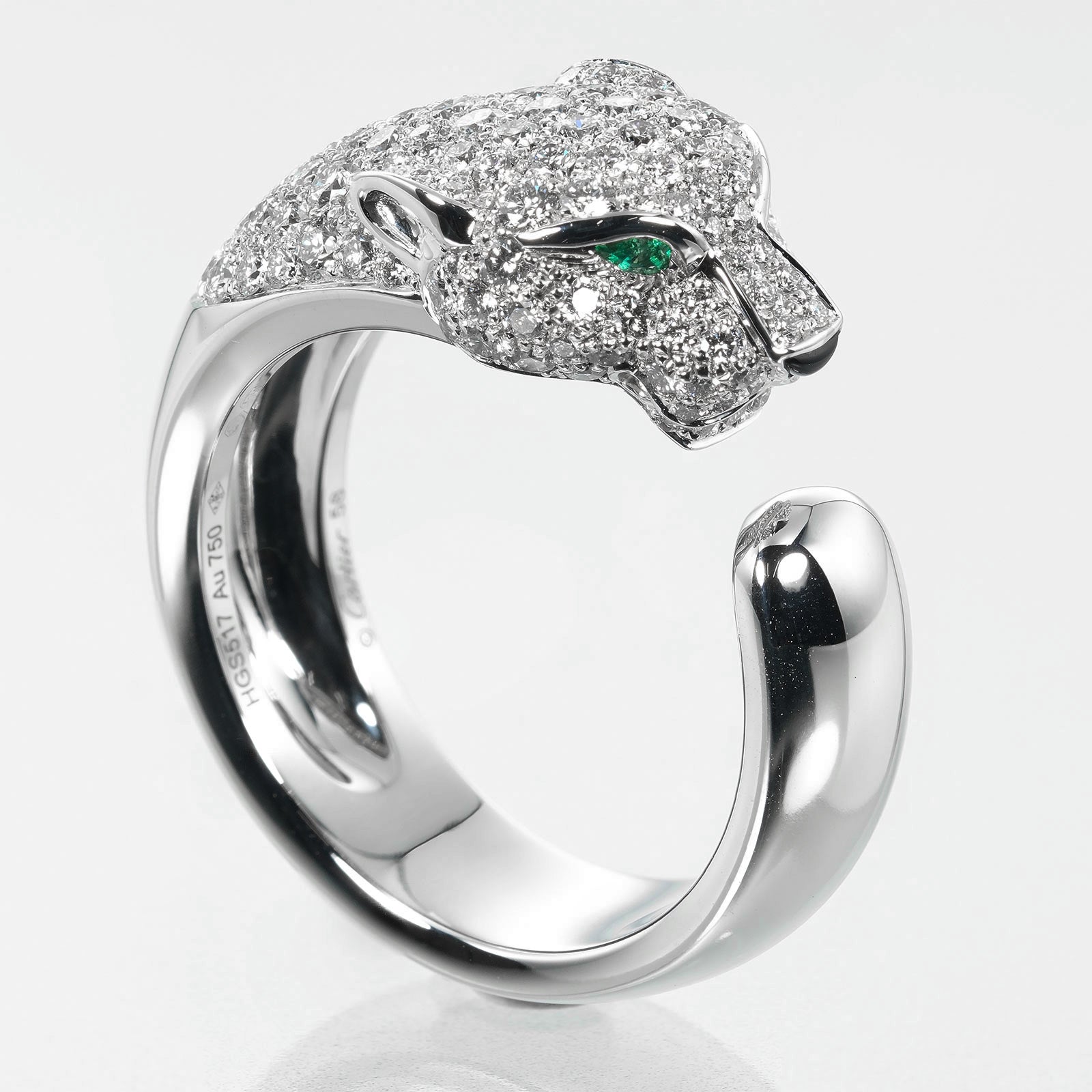 Cartier Panthere Ring K18 White Gold Diamond Emerald