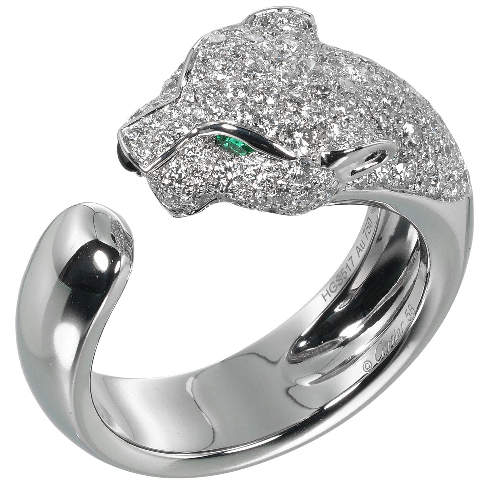 Cartier Panthere Ring K18 White Gold Diamond Emerald