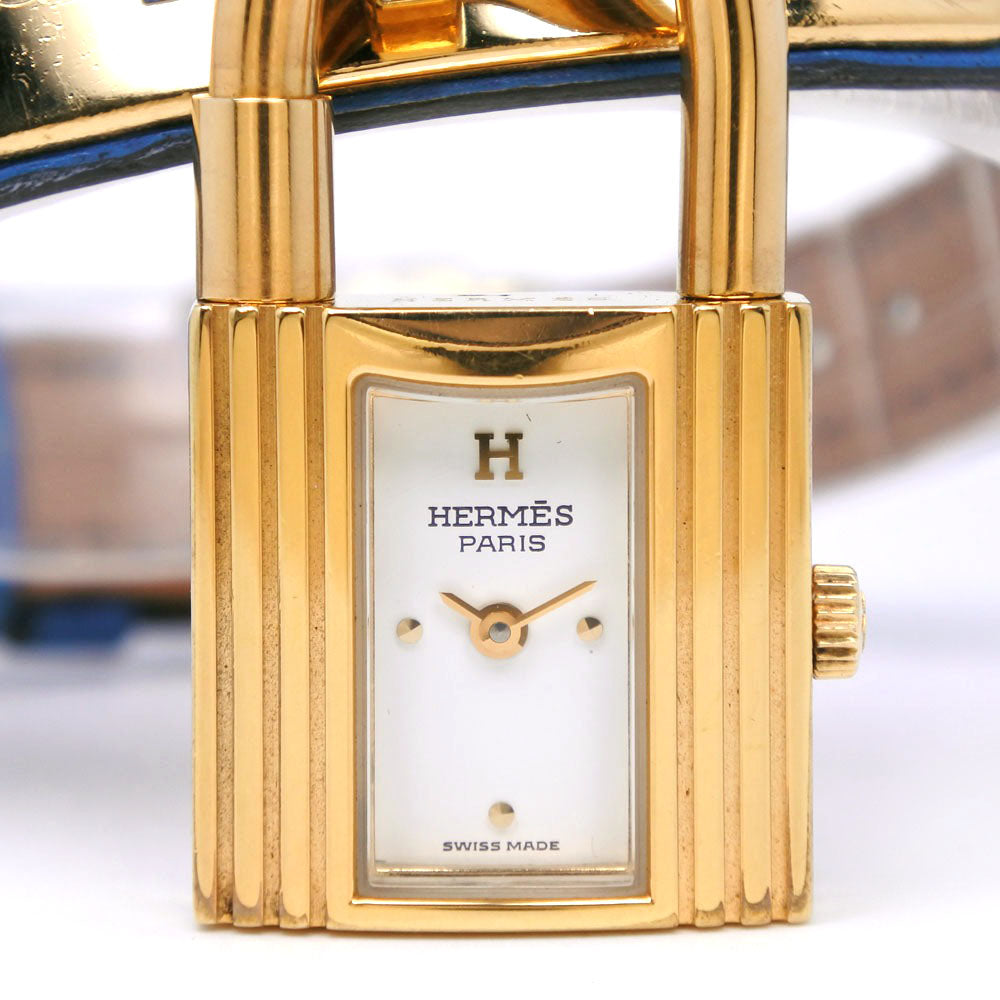 Hermes Kelly Gold Plated Leather Watch, Swiss Made, Women's [Pre-owned] 729333.0