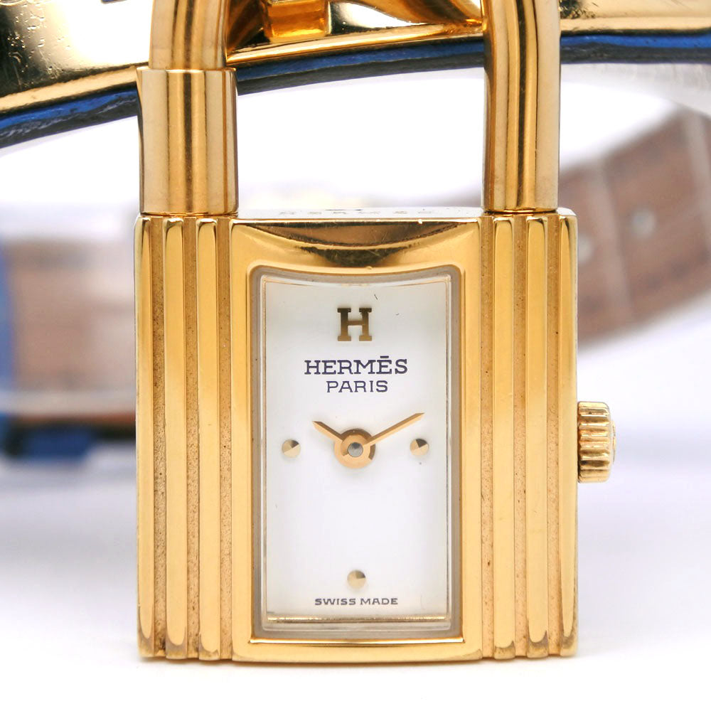 Hermes Kelly Watch Gold Plated Leather Quartz