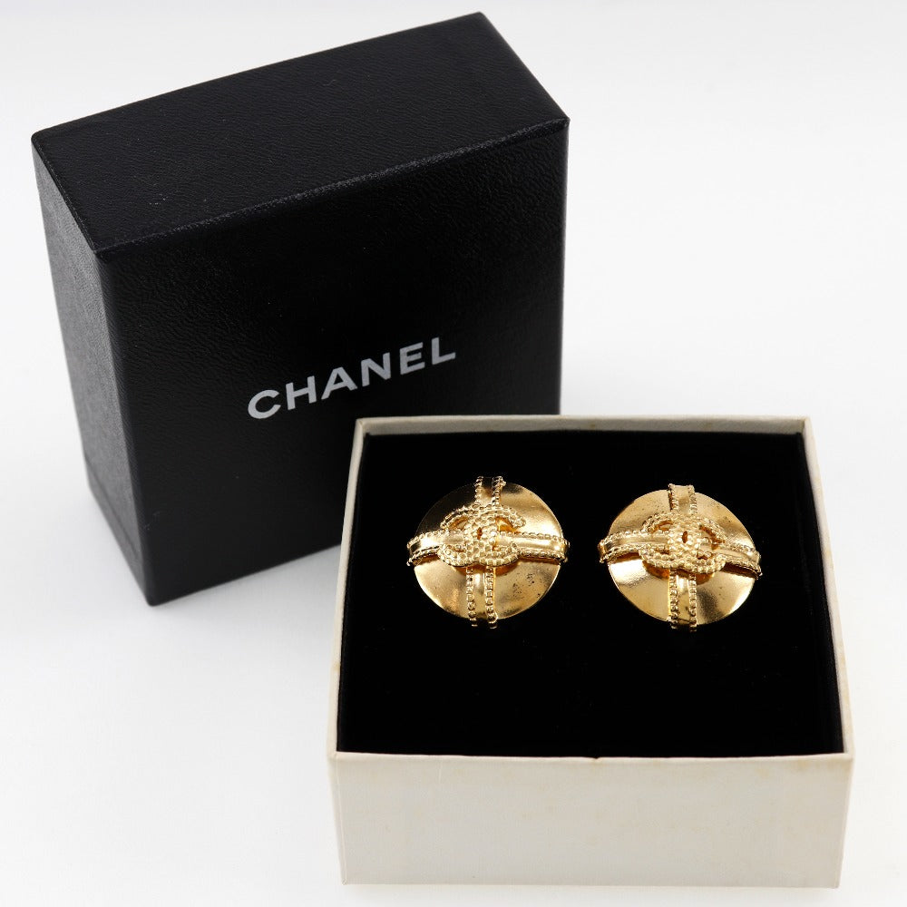 Chanel Coco Mark Gold Plated Earrings Vintage