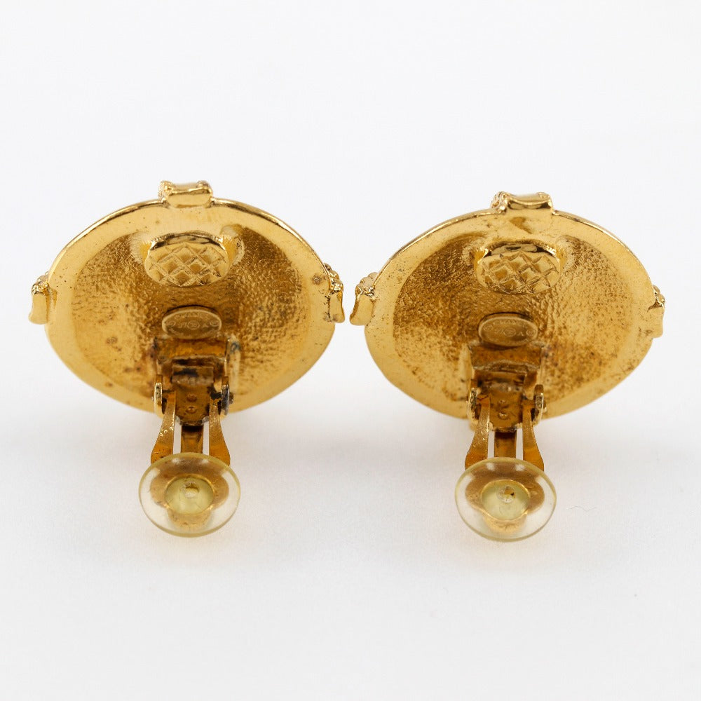 Chanel Coco Mark Gold Plated Earrings Vintage