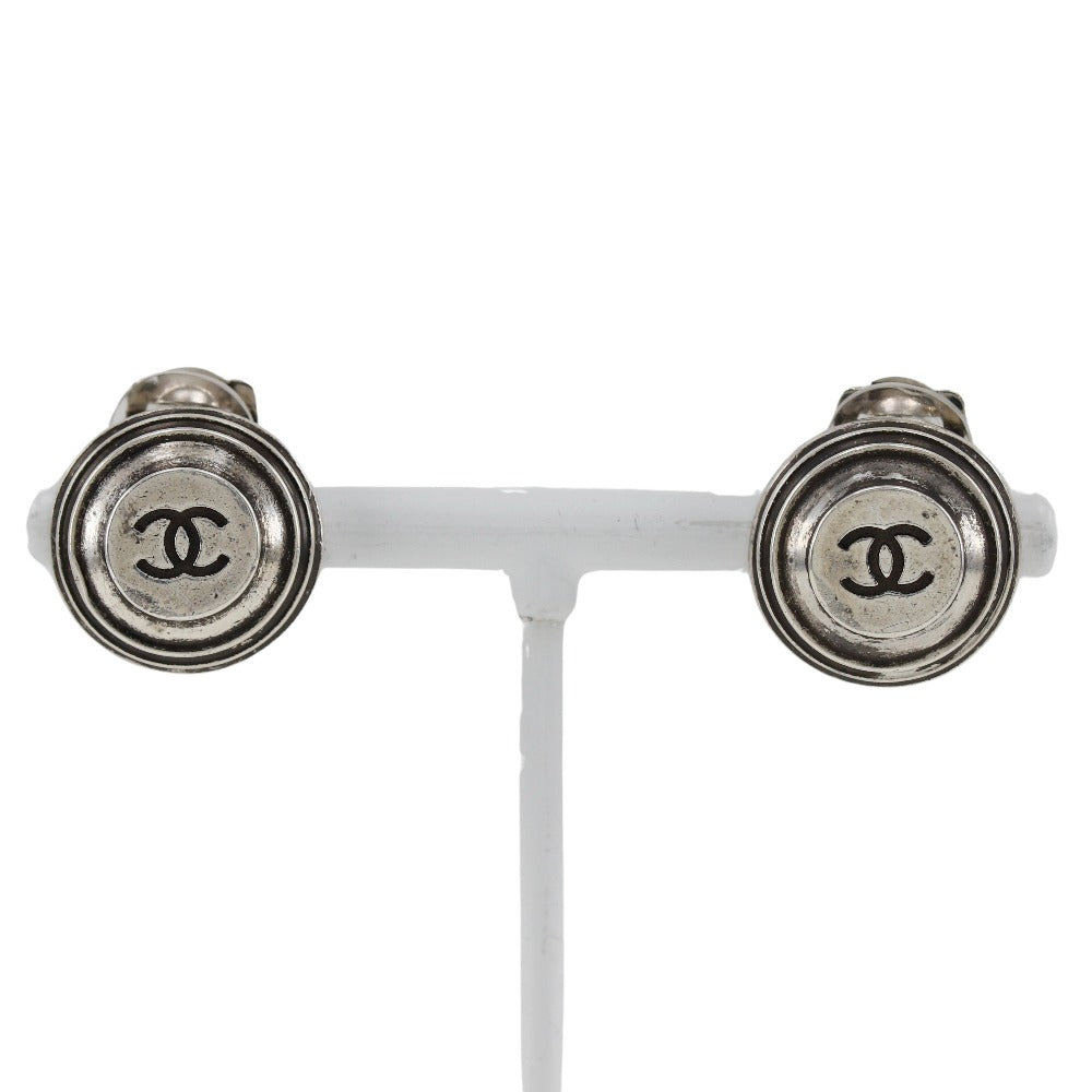 Chanel Coco Mark Metal Earrings Silver 99P