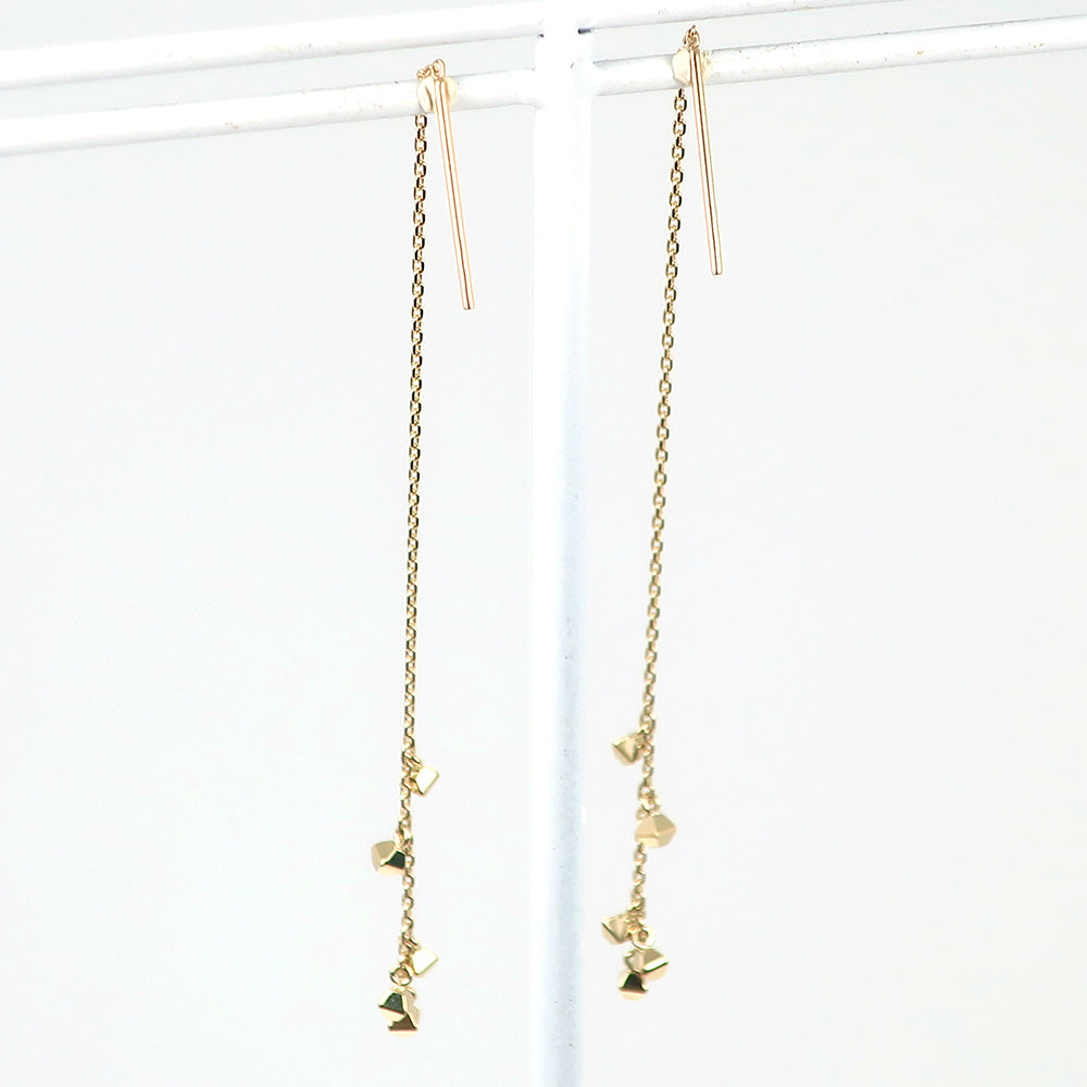 K10 Yellow Gold Chain Earrings