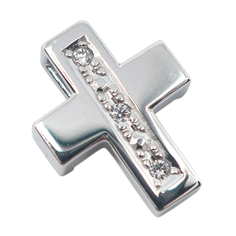 Tasaki K14 White Gold Diamond Cross Pendant