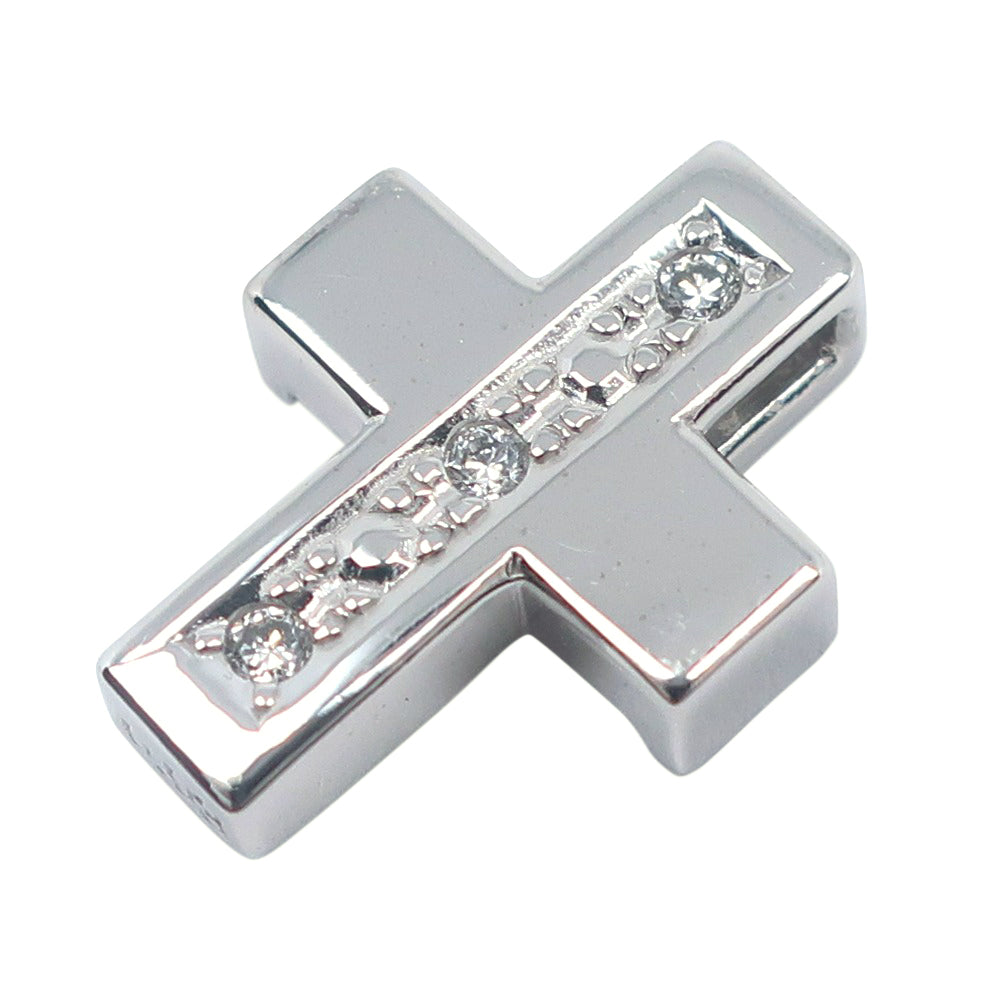 Tasaki K14 White Gold Diamond Cross Pendant