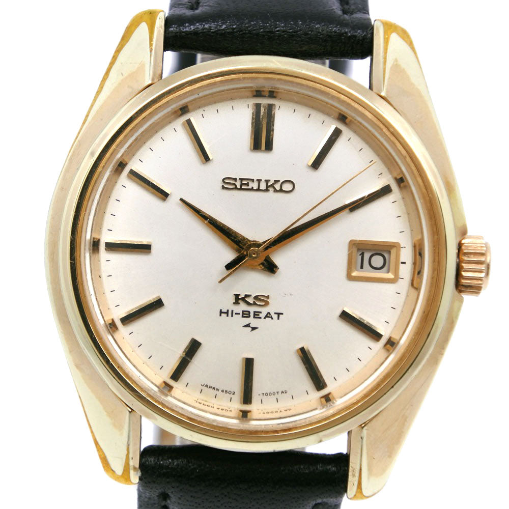 Seiko King Seiko Watch 4502-7001 Stainless Steel Gold Plated Leather