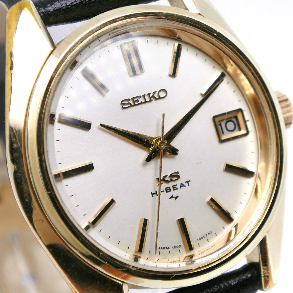 Seiko King Seiko Watch 4502-7001 Stainless Steel Gold Plated Leather