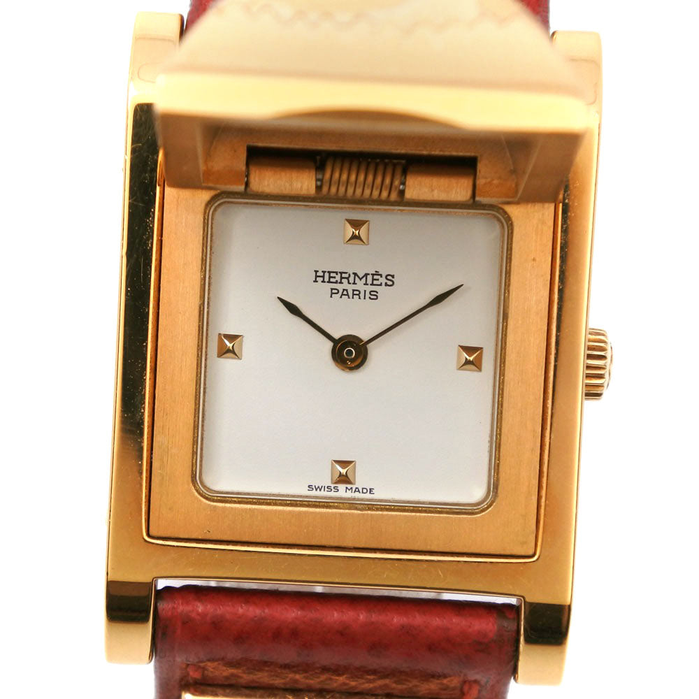 Hermes Medor Gold Plated Leather Watch Quartz