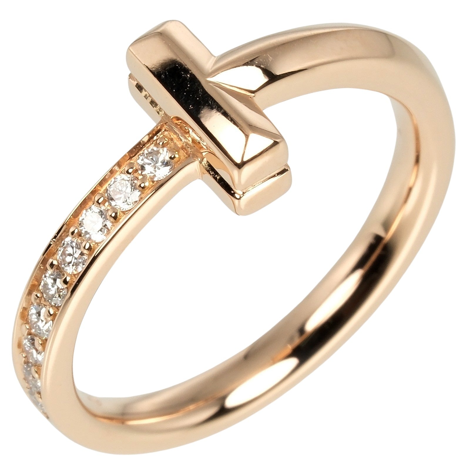 Tiffany & Co T1 Narrow Ring K18 Pink Gold Diamond