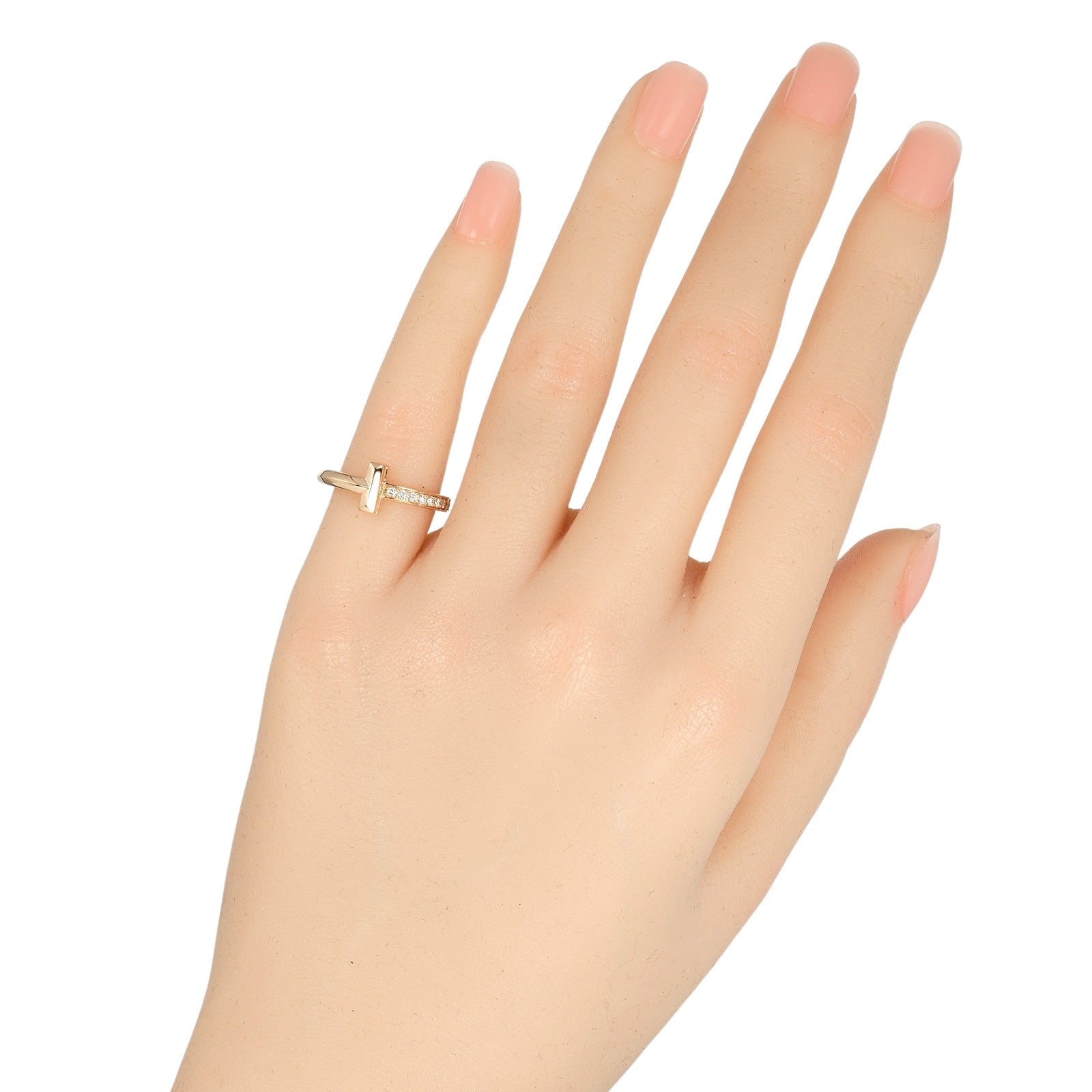 Tiffany & Co T1 Narrow Ring K18 Pink Gold Diamond