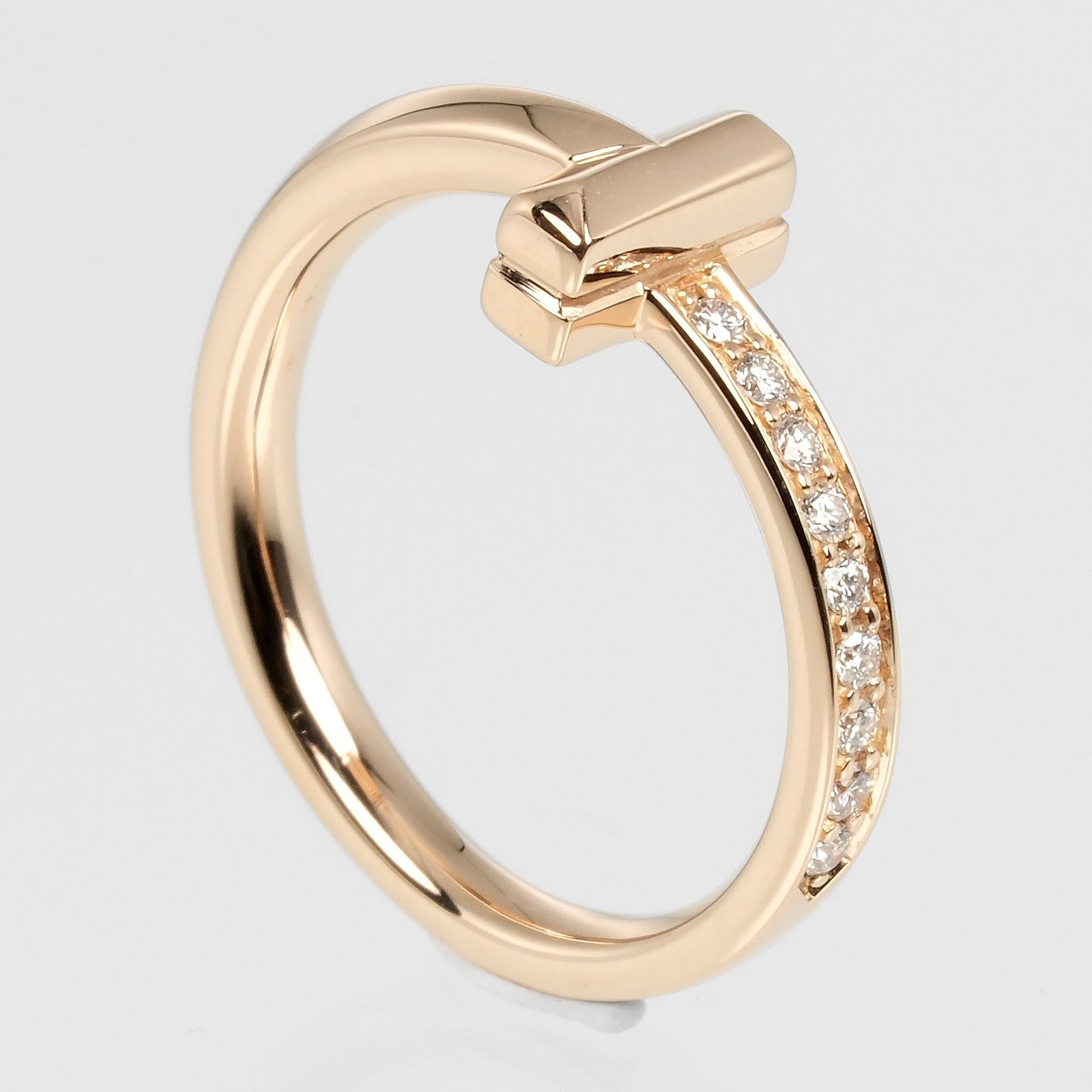 Tiffany & Co T1 Narrow Ring K18 Pink Gold Diamond