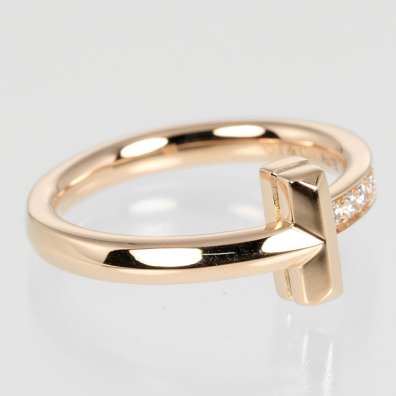 Tiffany & Co T1 Narrow Ring K18 Pink Gold Diamond