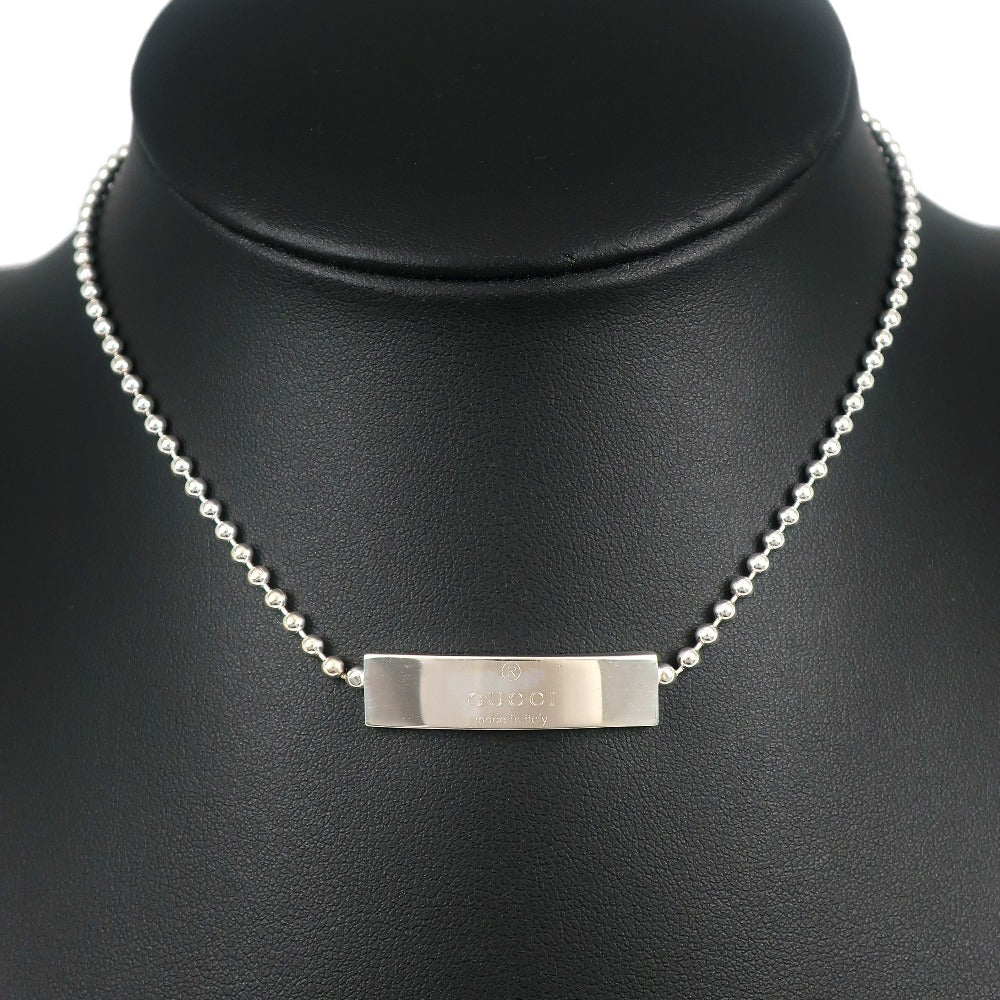 Gucci Silver 925 Logo Plate Choker Necklace