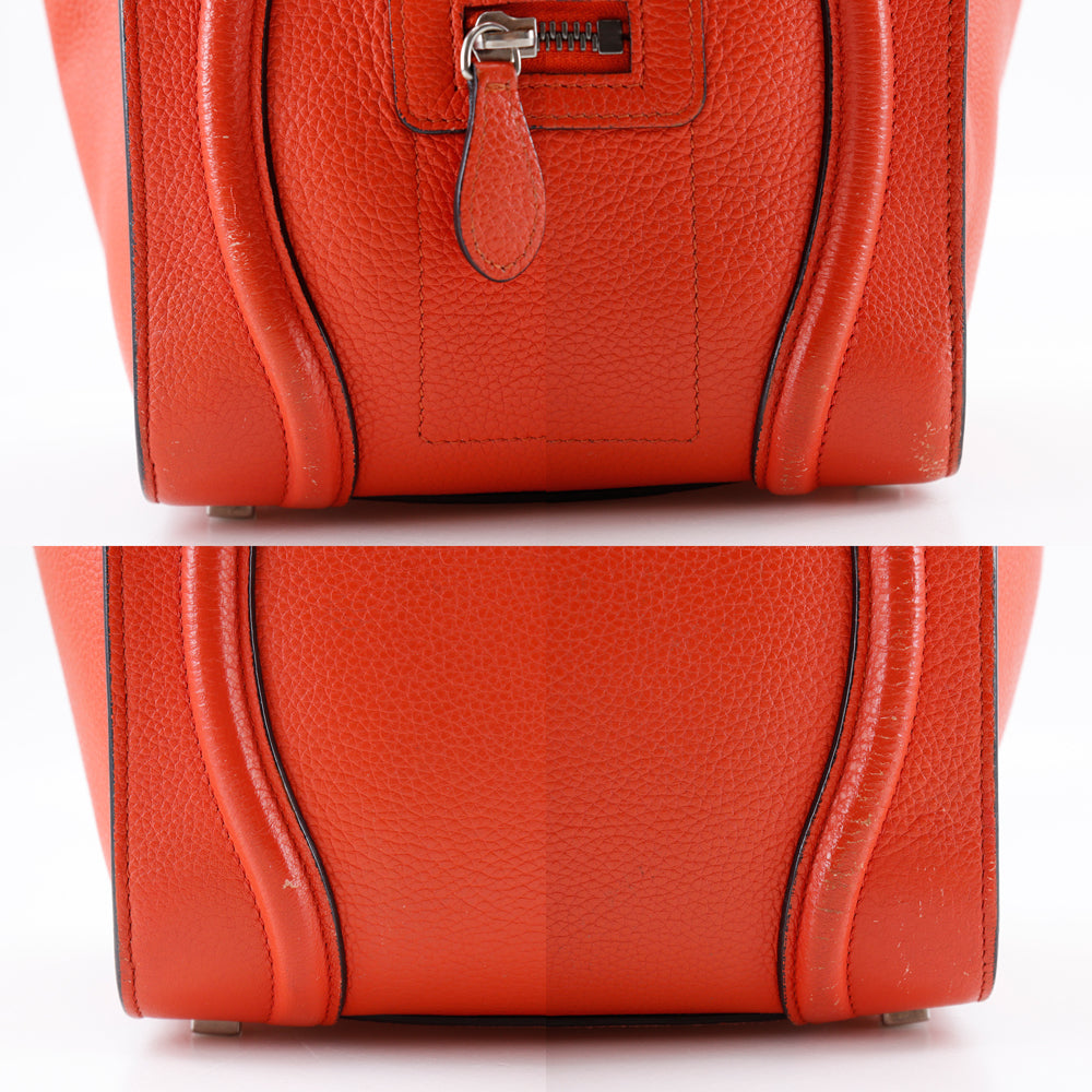 Celine Luggage Micro Handbag Calfskin Red