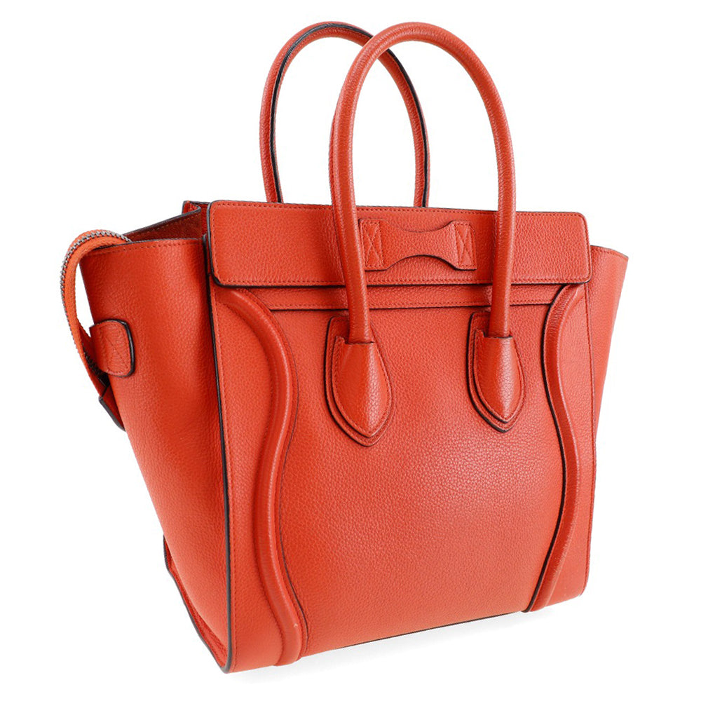 Celine Luggage Micro Handbag Calfskin Red