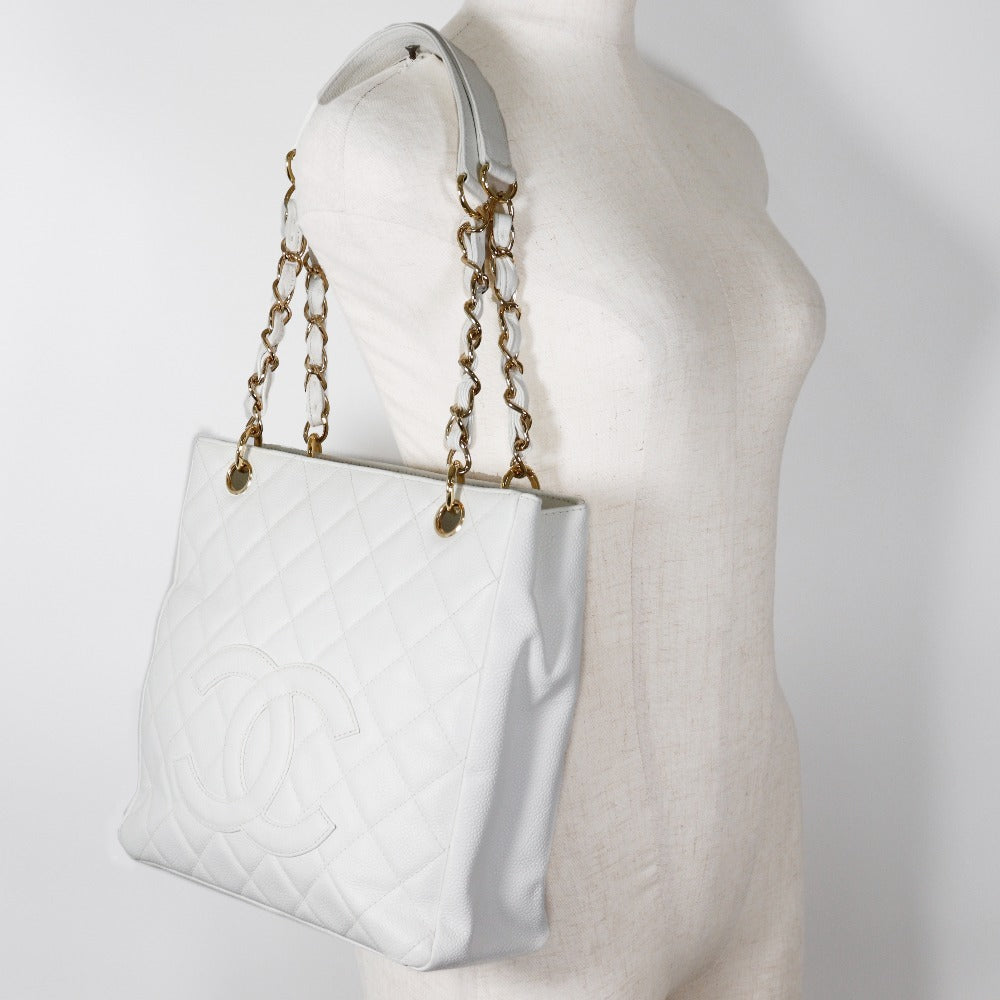 Chanel Caviar Skin Chain Tote Shoulder Bag