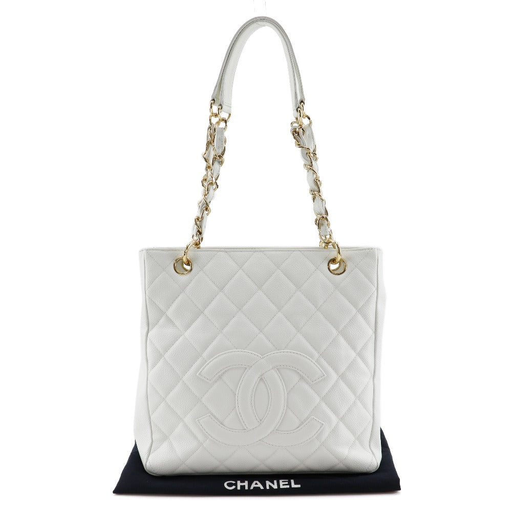 Chanel Caviar Skin Chain Tote Shoulder Bag