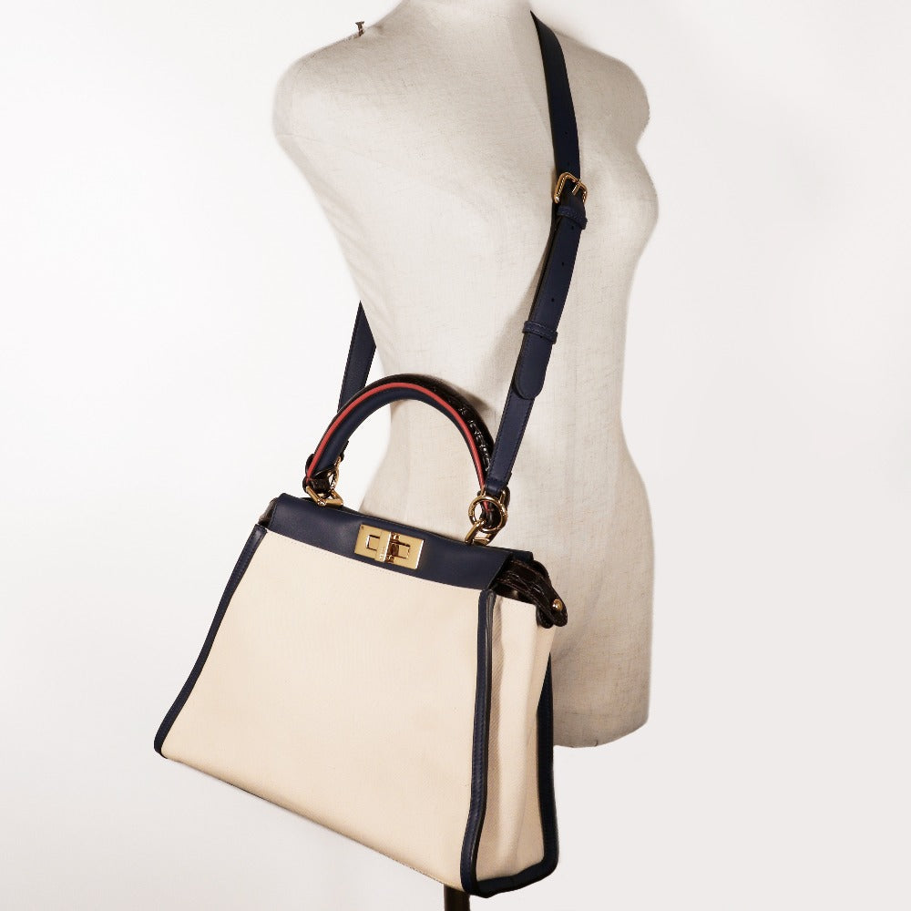 Fendi Peekaboo Canvas Calf Handbag 2WAY