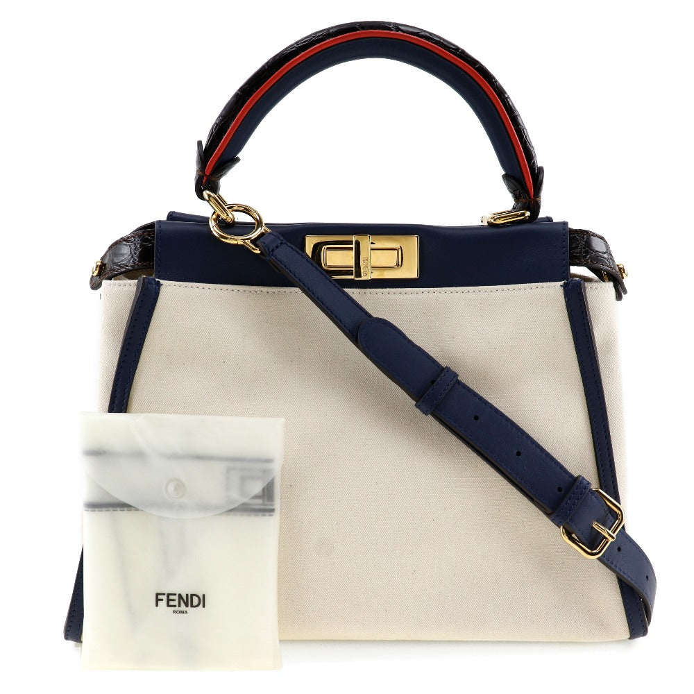 Fendi Peekaboo Canvas Calf Handbag 2WAY