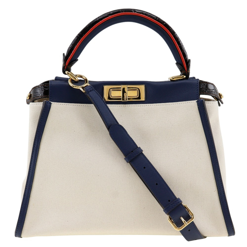 Fendi Peekaboo Canvas Calf Handbag 2WAY