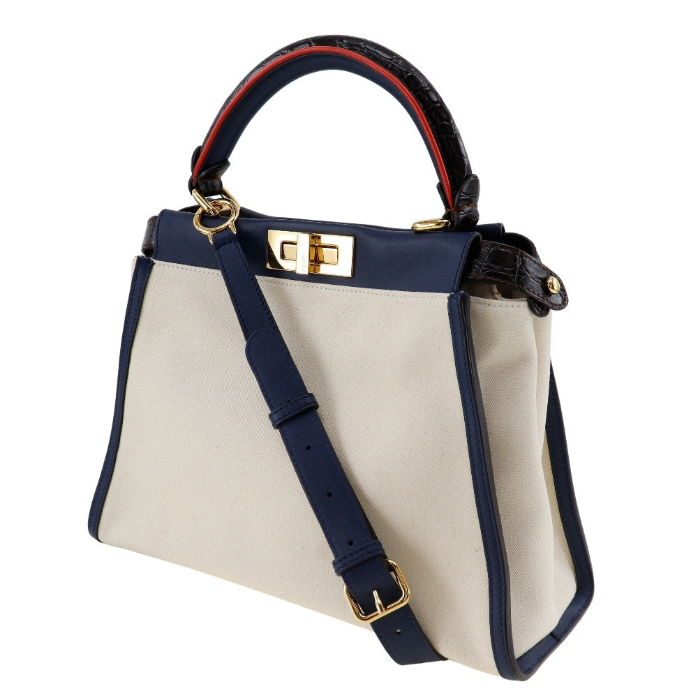 Fendi Peekaboo Canvas Calf Handbag 2WAY