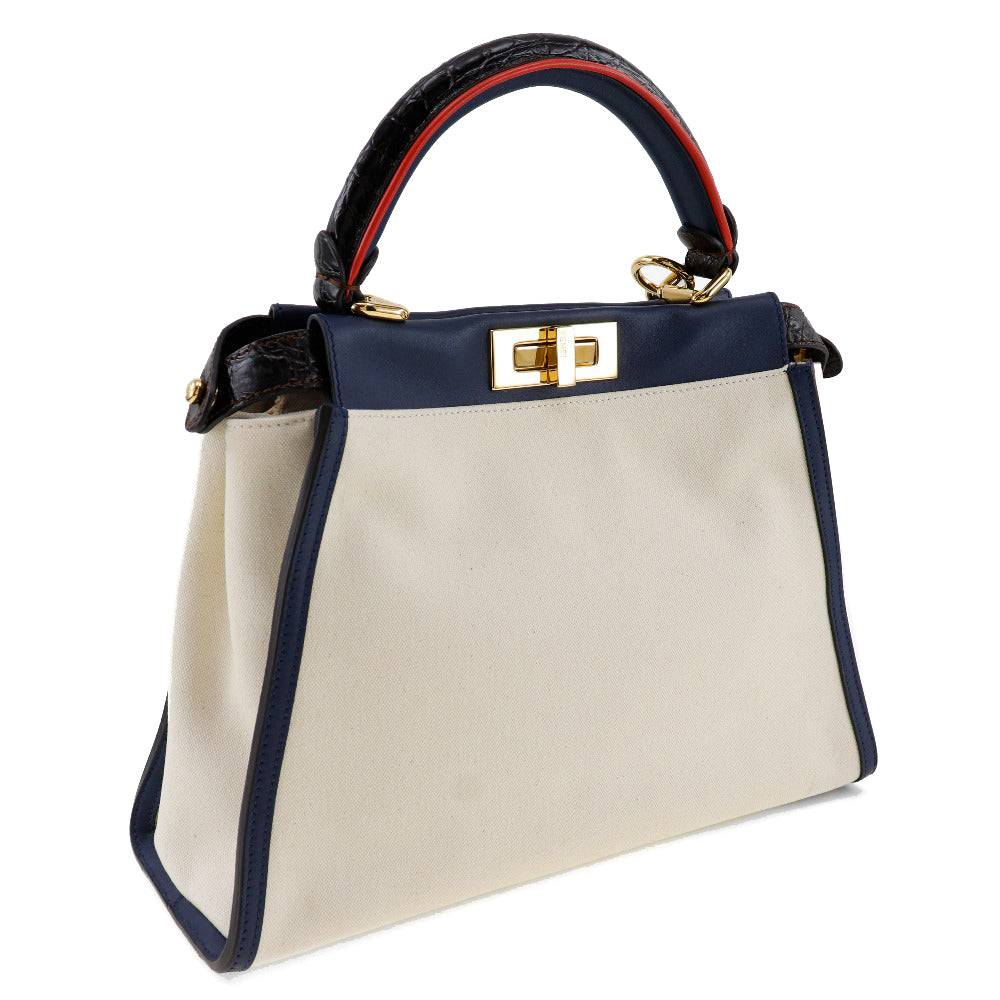 Fendi Peekaboo Canvas Calf Handbag 2WAY