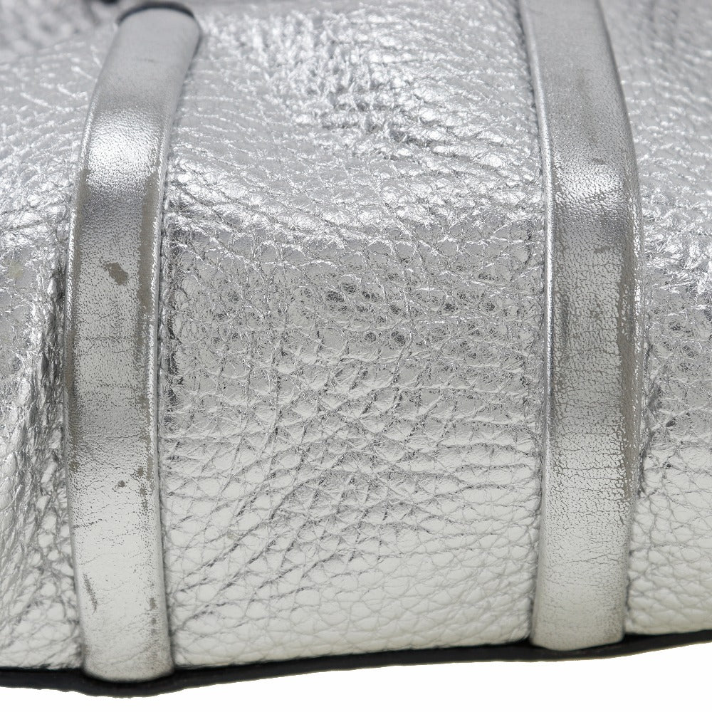 Celine Logo Plate Calf Handbag Silver