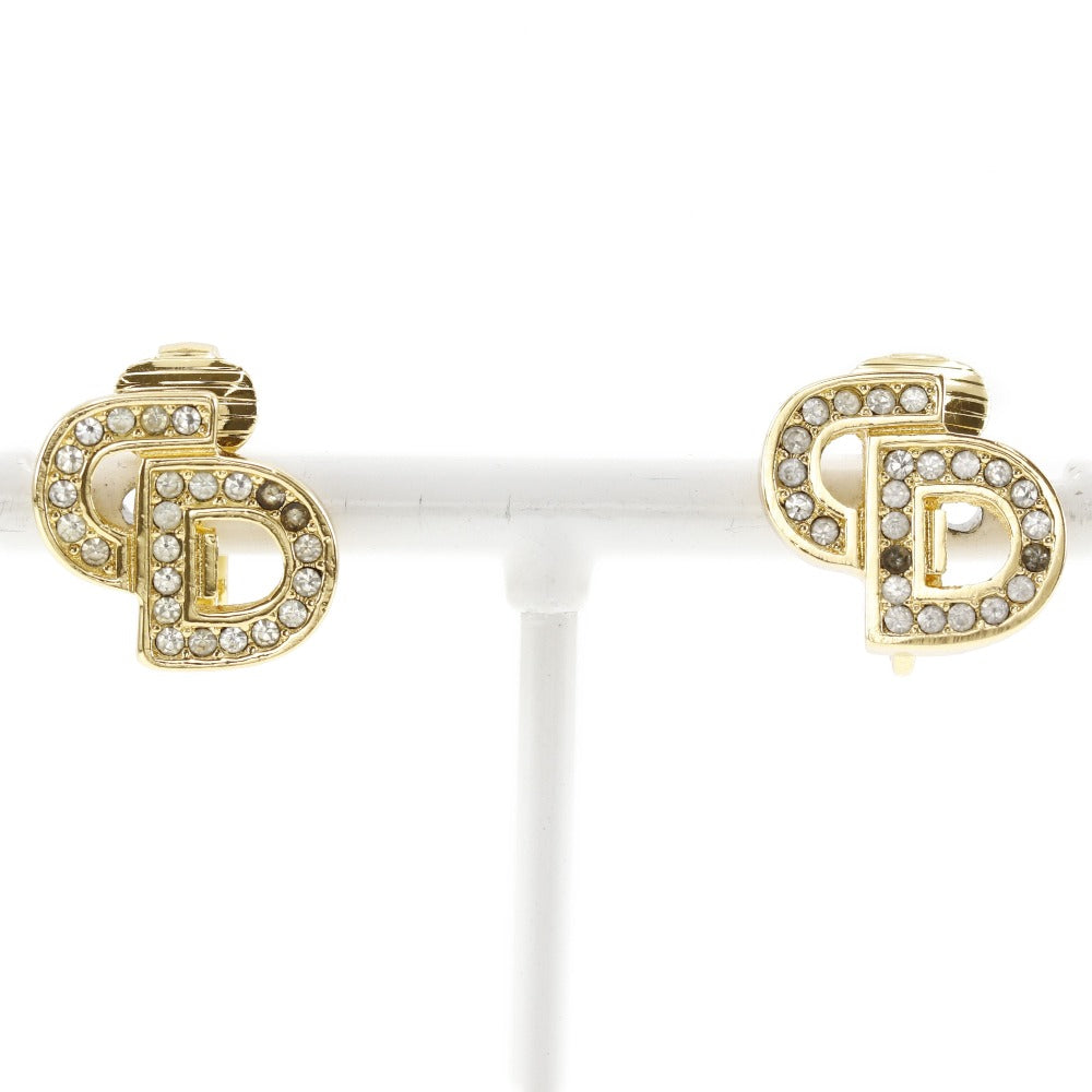 Dior Gold Plated Rhinestone Earrings