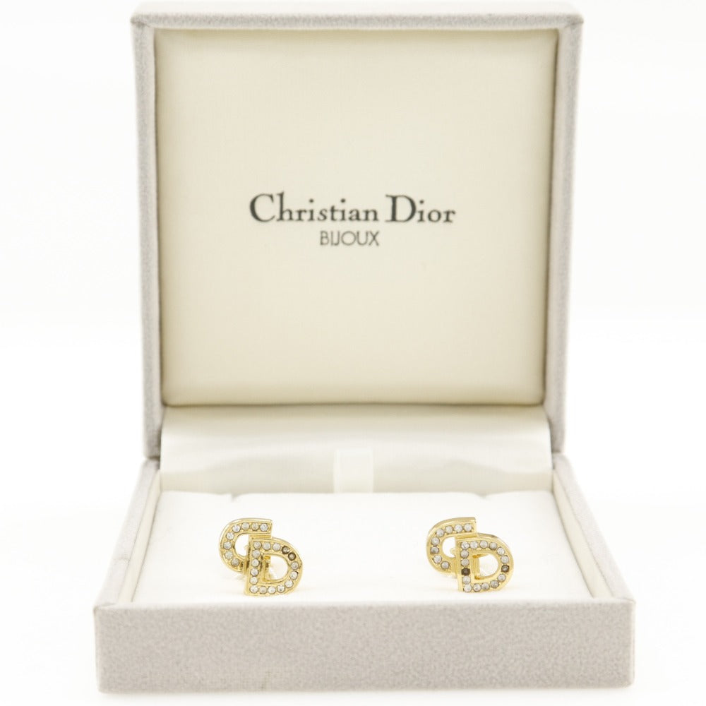 Dior Gold Plated Rhinestone Earrings