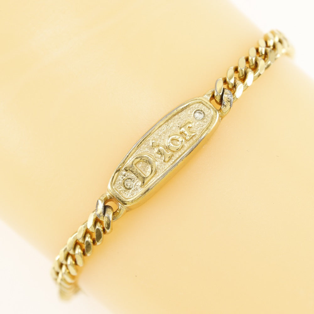 Dior Gold Plated Logo Plate Bracelet