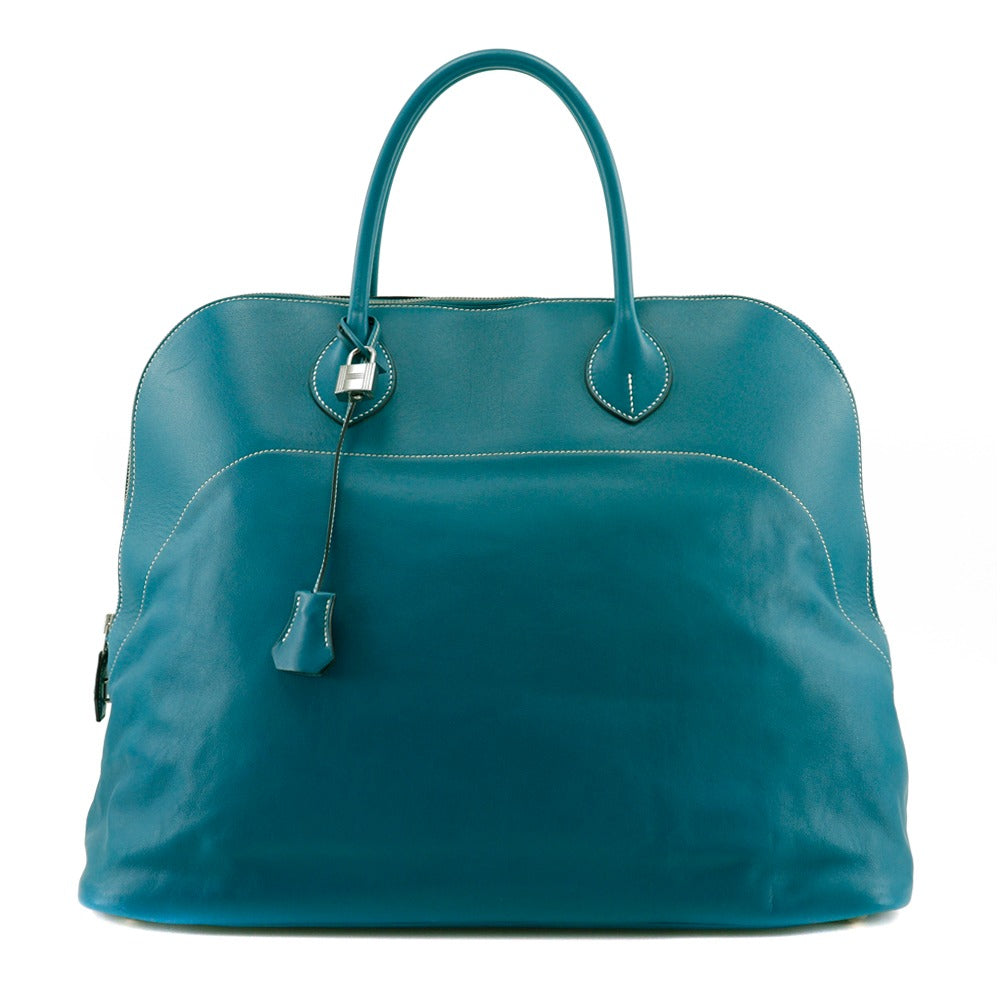 Hermes Bolide Relax 45 Turquoise Boston Bag