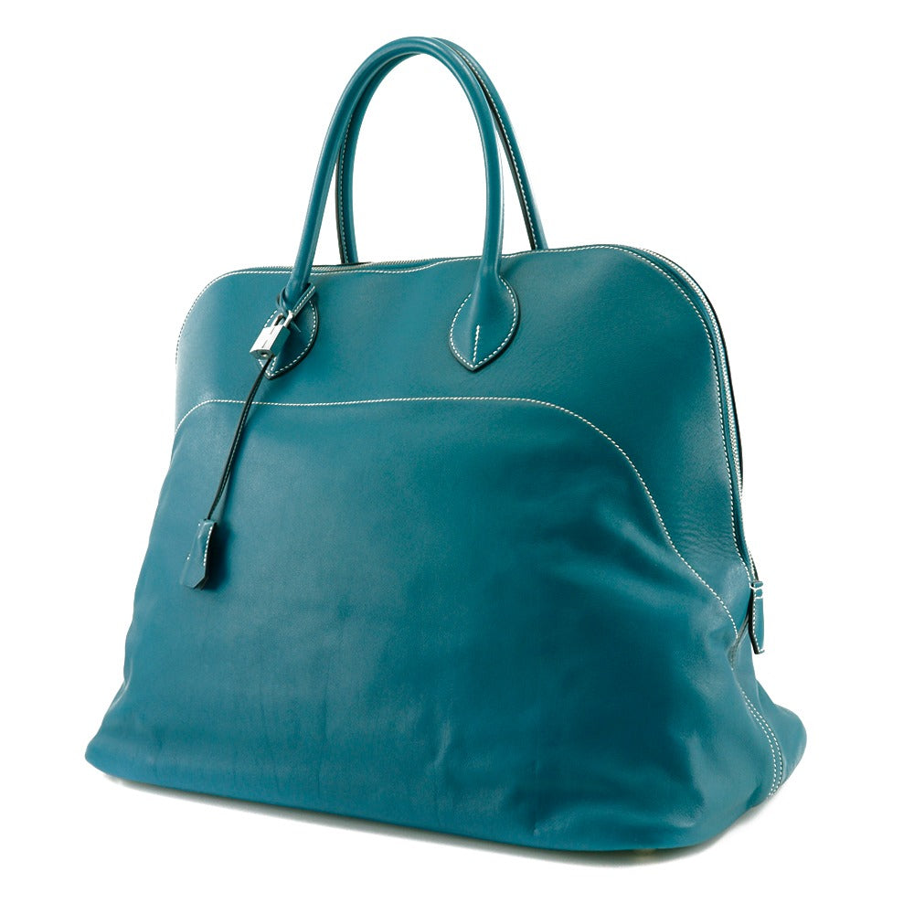 Hermes Bolide Relax 45 Turquoise Boston Bag