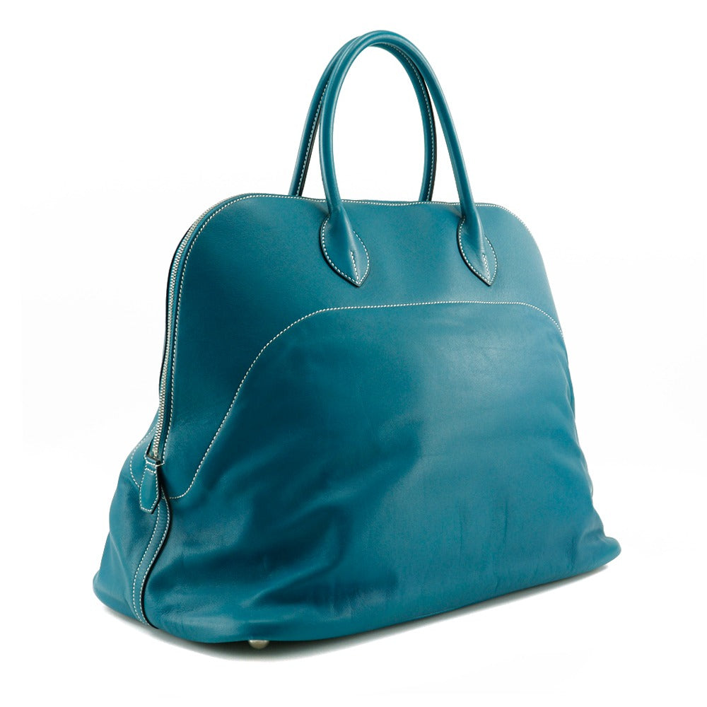 Hermes Bolide Relax 45 Turquoise Boston Bag