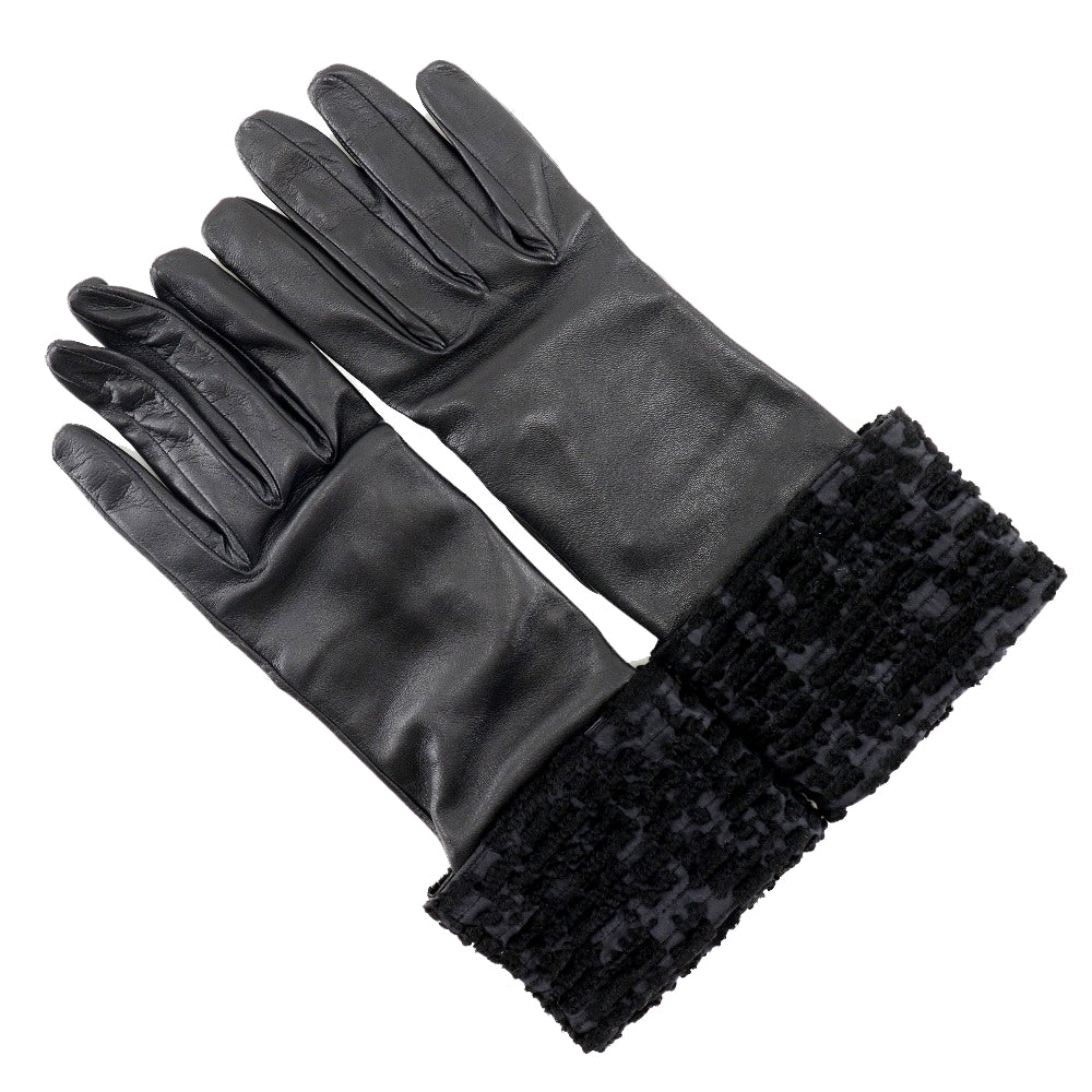 Hermes Lambskin Satin Gloves Black