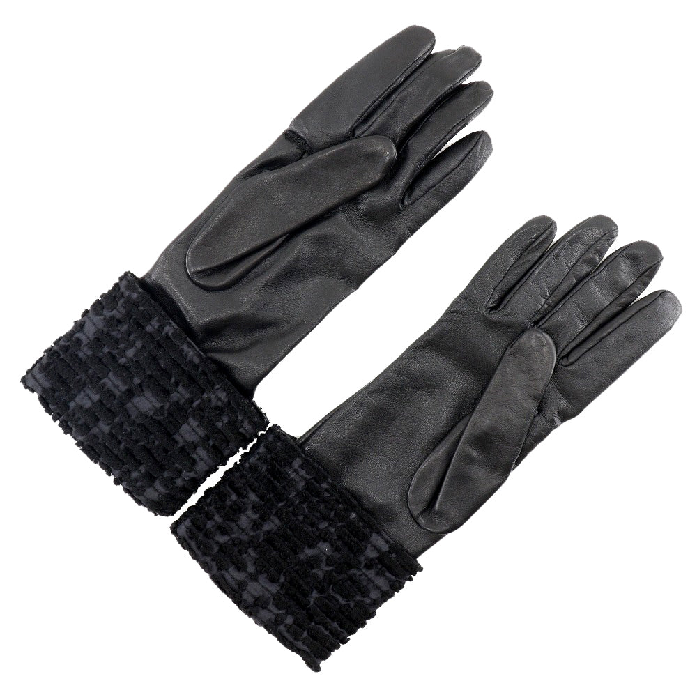 Hermes Lambskin Satin Gloves Black