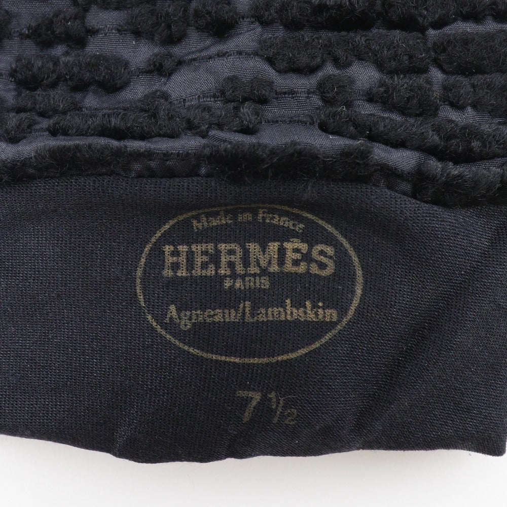 Hermes Lambskin Satin Gloves Black