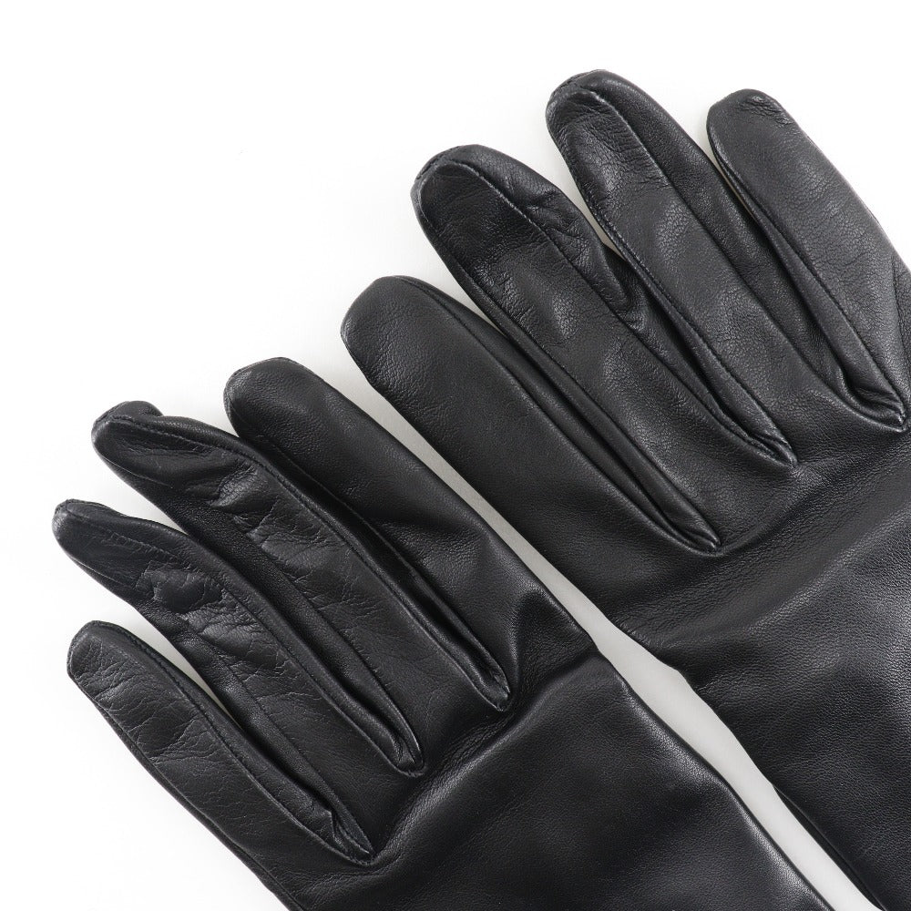 Hermes Lambskin Satin Gloves Black