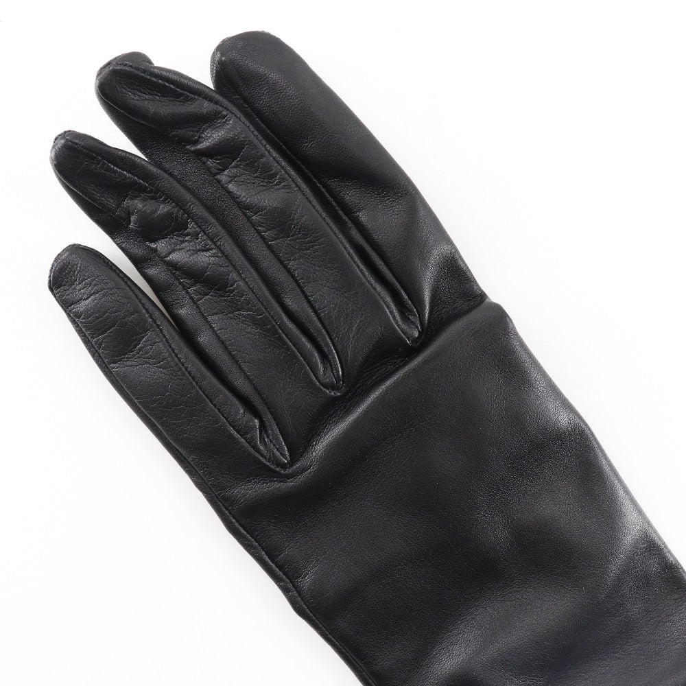 Hermes Lambskin Satin Gloves Black