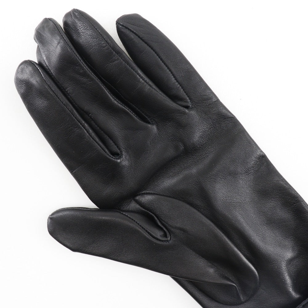 Hermes Lambskin Satin Gloves Black