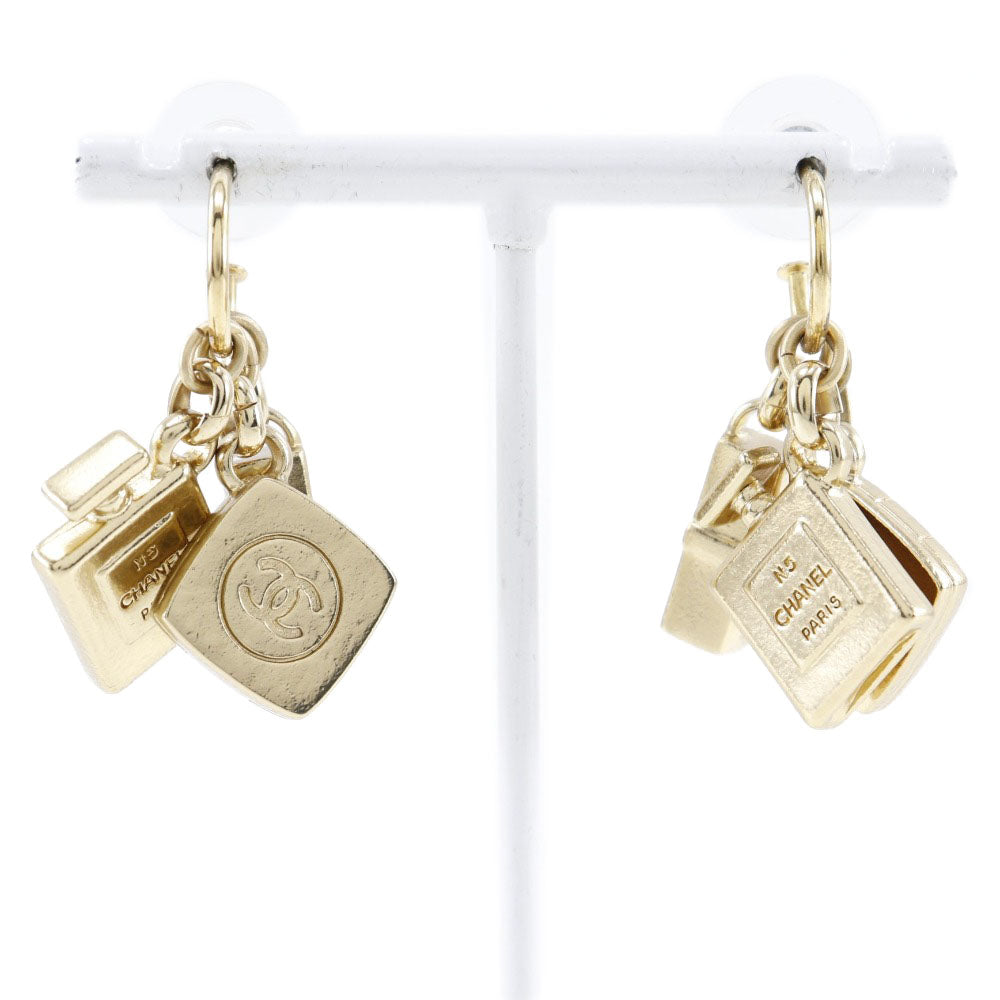 Chanel Gold Plated 3P Charm Earrings