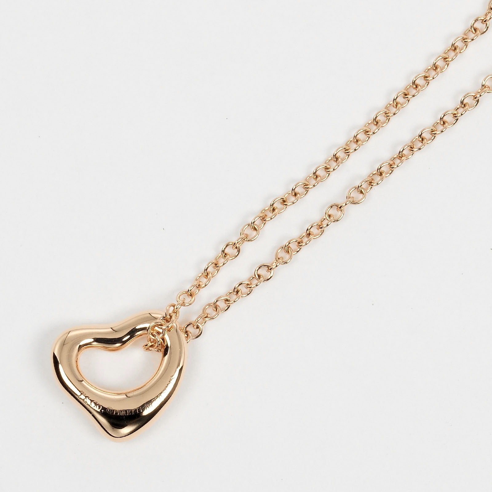 Tiffany & Co Open Heart Necklace K18 Pink Gold