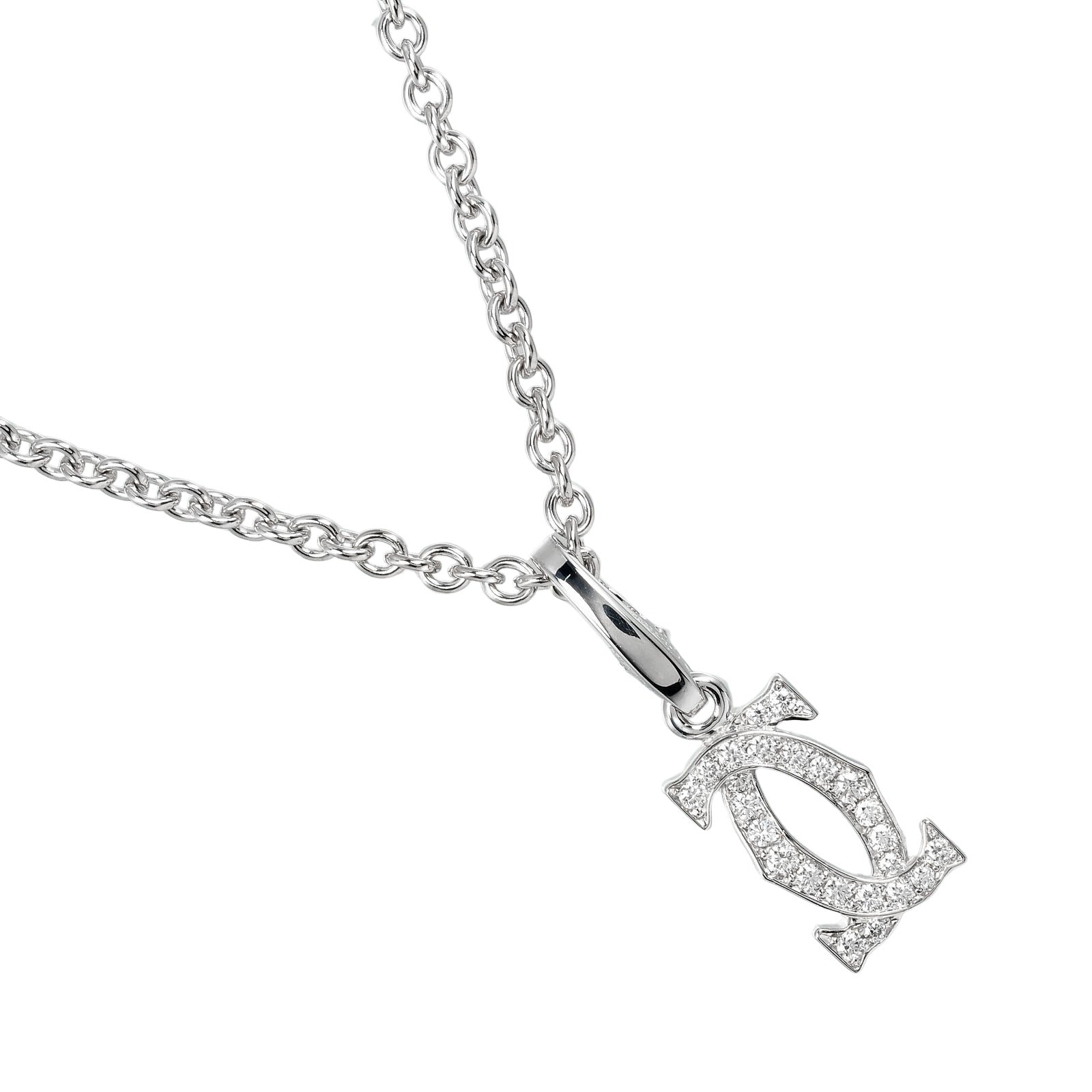 Cartier 2C Charm Necklace K18 White Gold Diamond