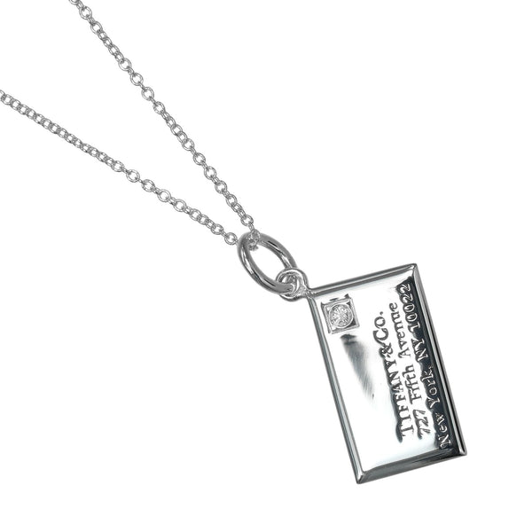 Tiffany & Co. Envelope Letter Silver 925 Diamond Necklace
